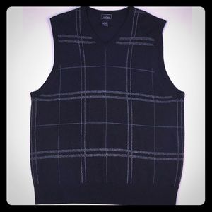 DOCKERS Men's Black Checker Sweater Vest XL